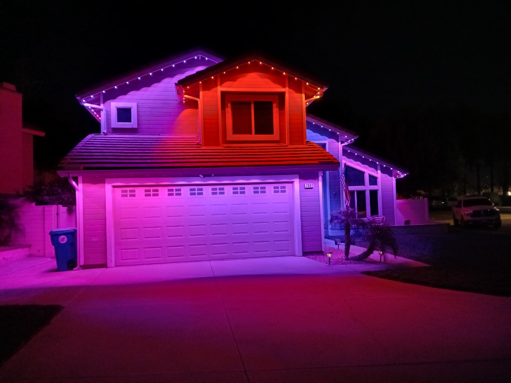 Pink and purple Govee outdoor lights