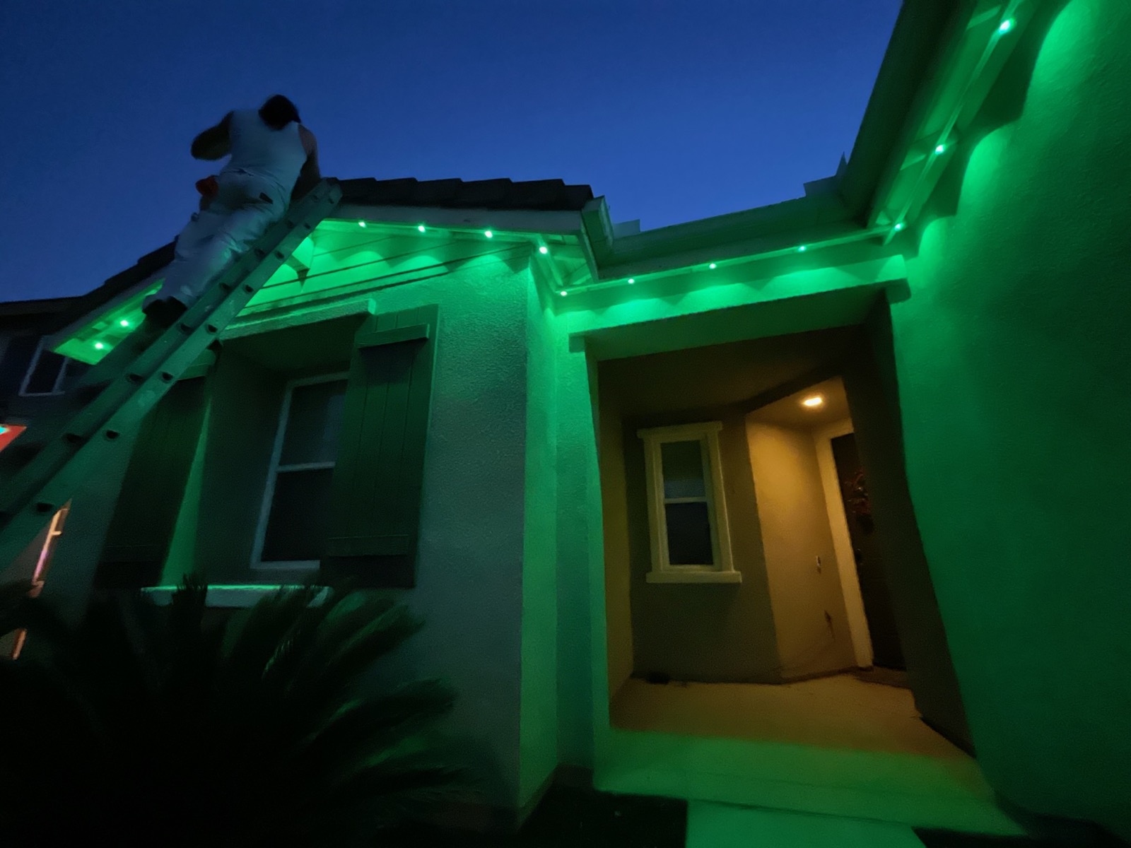 Green permanent outdoor lighting installation