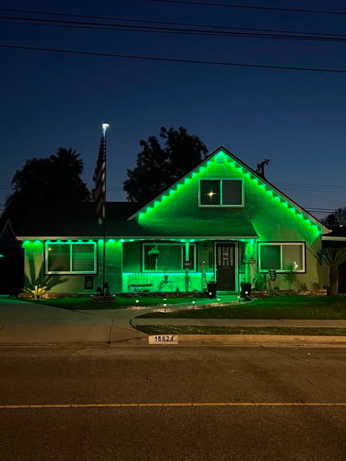 Green permanent outdoor lighting installation